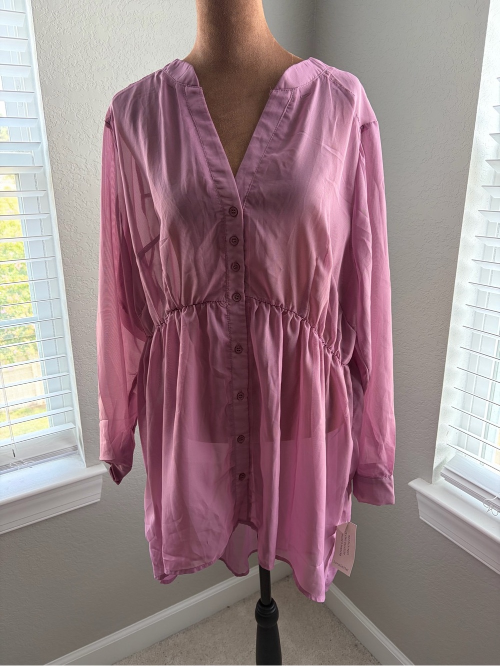 NWT loralette Dusty Rose Button-Front Peplum Tunic